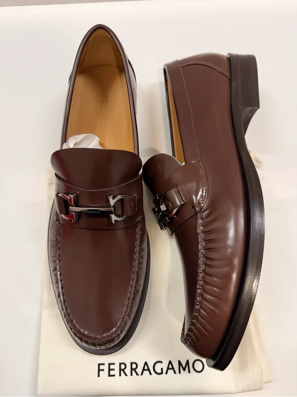 Salvatore Ferragamo Fort Cocoa Brown Calf Leather Bit Loafers Men’s 11E (Narrow)